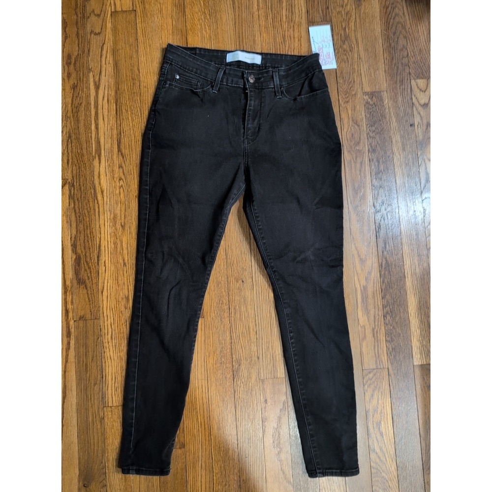 Levis Signature Gold Womens Jeans BLACK Mid‎ Rise Skinny Stretch Denim Sz 10